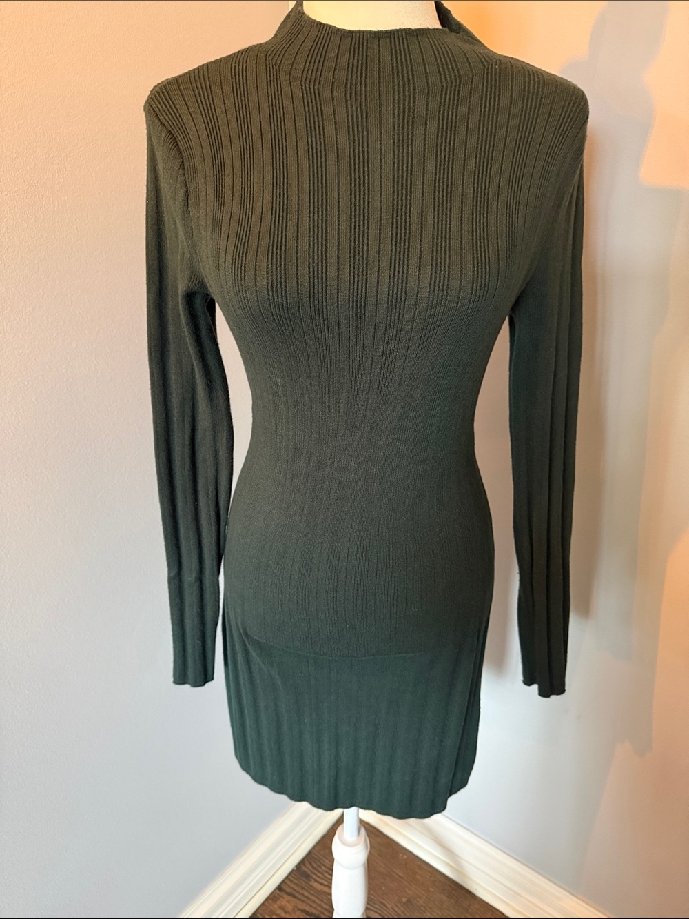 Abercrombie & Fitch Olive Green Ribbed Mock Neck Sweater Tunic